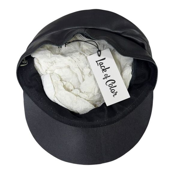 Lack Of Color Biker Cap Hat Size Medium Leather Black - Picture 7 of 7